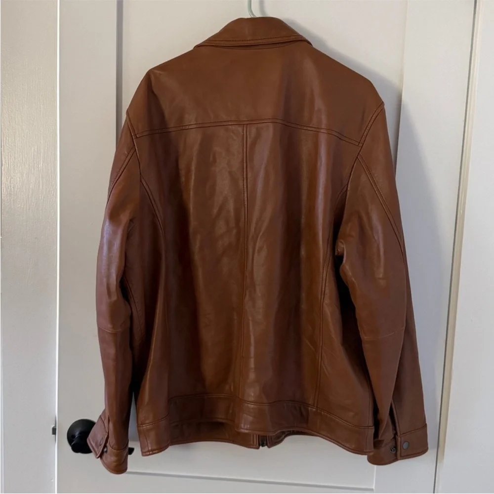 Roundtree & Yorke Men's tan brown Leather Jacket XL - Picture 3 of 7